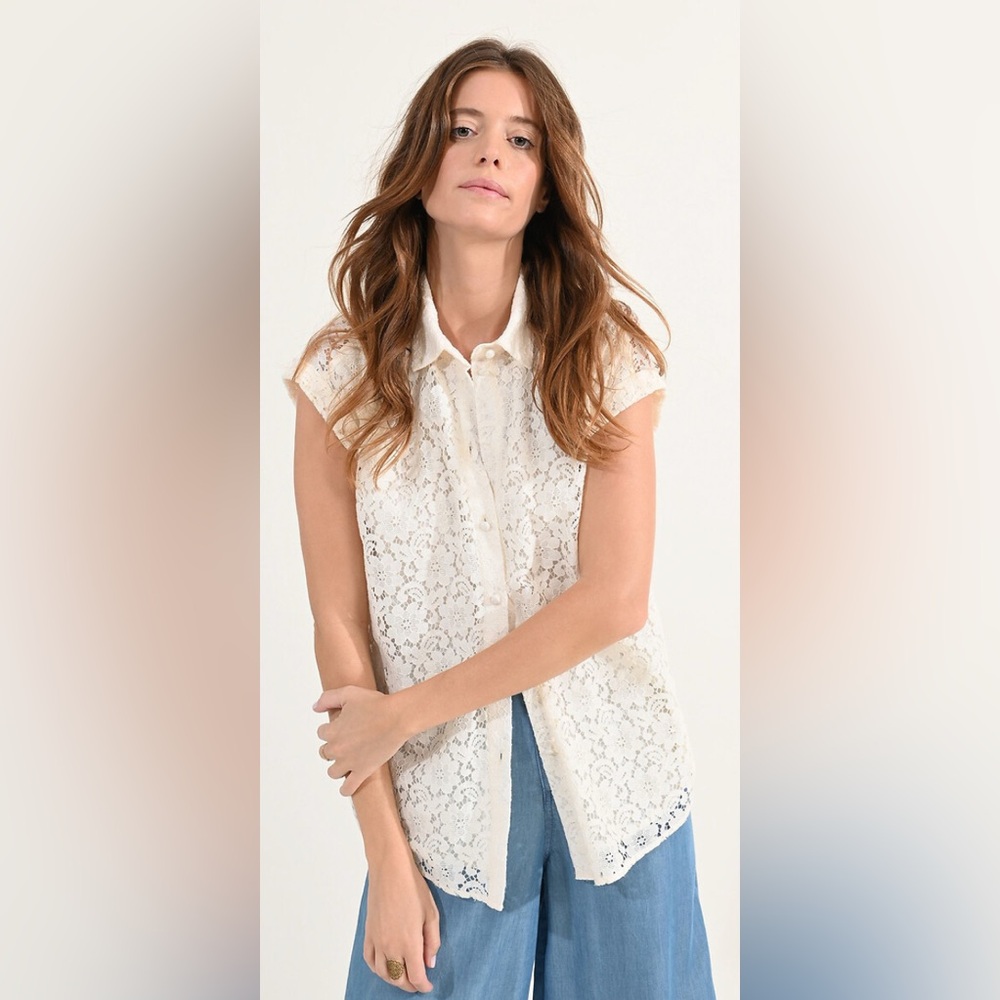 Zoa New York Cream Sheer Blouse